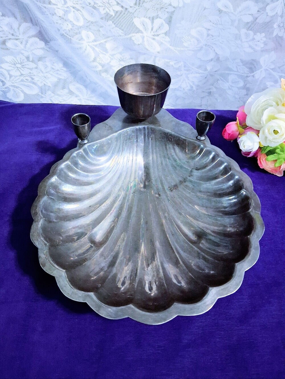 Vintage F.B. Rogers Silver Co. Sea Shell Scallop Serving Dish Large 12"